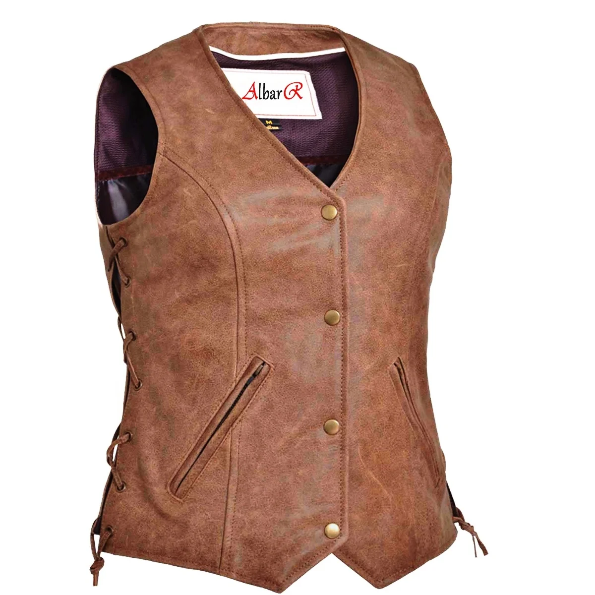 Custom made personalized short winter black leather suede leather motorcycle vest womens