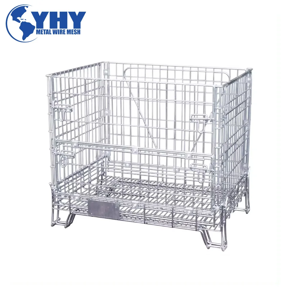 Heavy Duty Stacking Collapsible Metal Storage Pallet Wire Mesh Stillage Cage