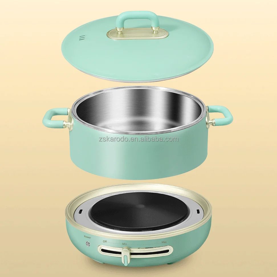 Special Design Widely Used Electric mini Hot pot cooker with Frying Pan soup rice cooker