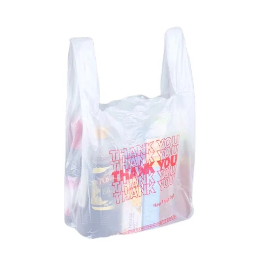 T-Shirt Shopping Bags HDPE/LDPE Manufacturer Thank you bags custom plastic t-shirt bags with logo