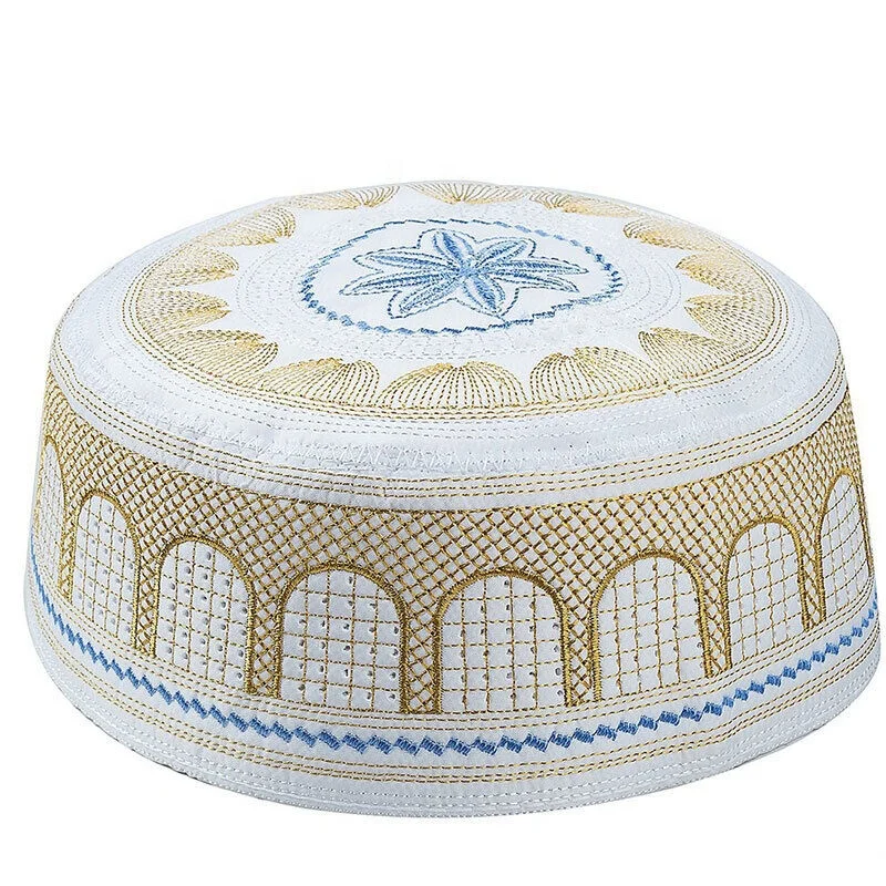 New Style Wholesale Egyptian Bangladesh Arabic Men Embroidery Muslim Prayer Hat Islamic Kufi Hat For Muslim Direct From Factory