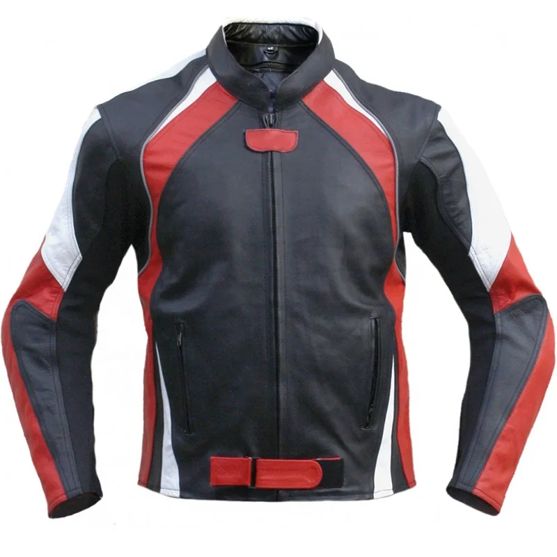 Men Genuine Leather Protective Motorbike Motorsports Racing Perforated Motorcycle Jackets