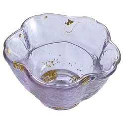 Gold Foil Double Wall Flower Shaped Wineglass Glass Tea Cup