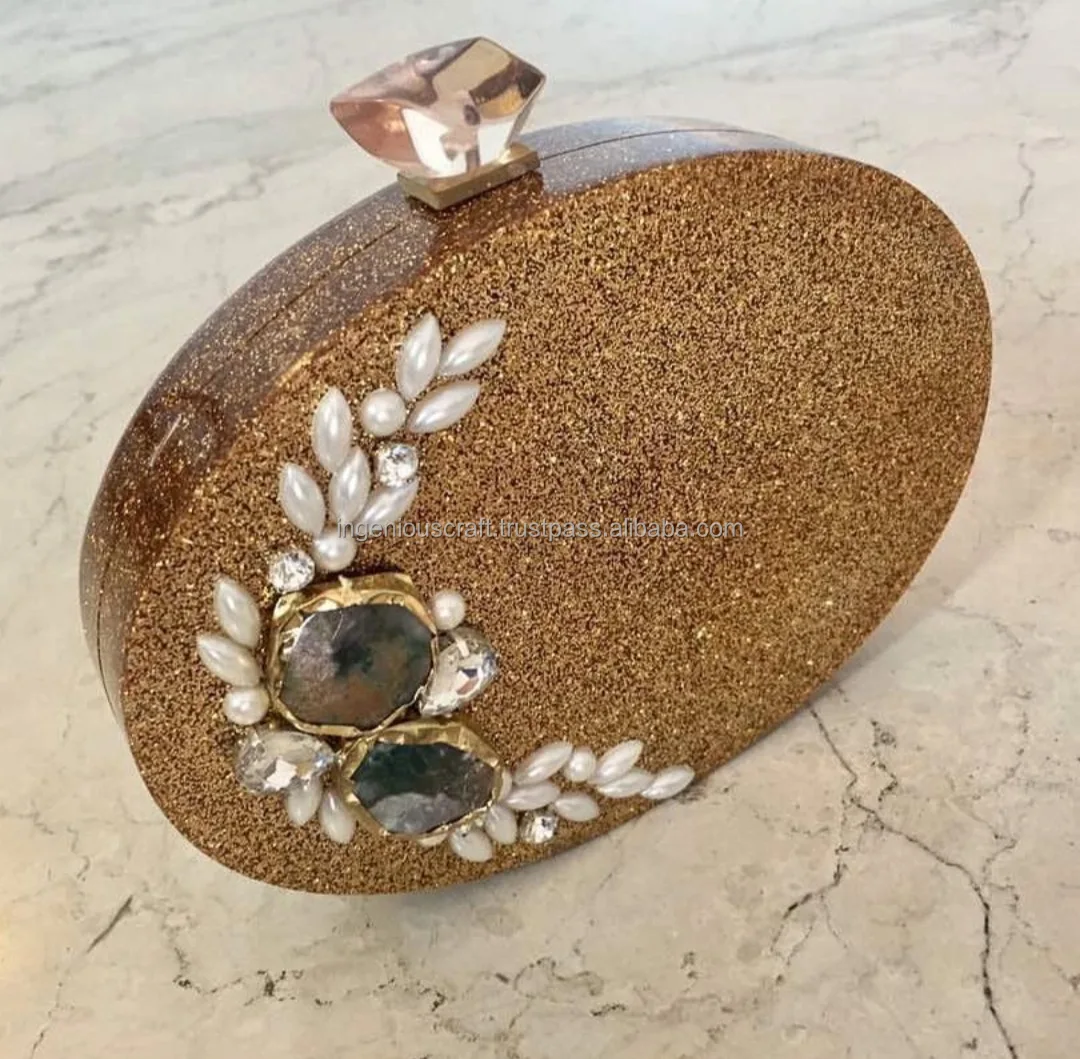 Hot SELLING Resin Clutch Bag Antique Wallet For Women Trending Quality Hand Clutch Bag for Evening Bag Wedding Bridal Shower