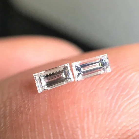melee sizes wholesale straight baguette step cut D color vvs clarity white loose Women Fine Jewelry Silver Plated