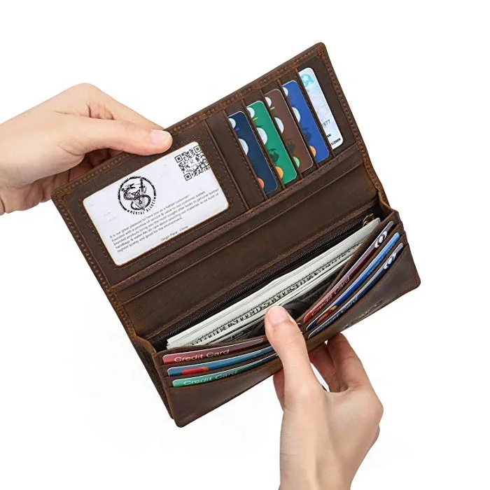 Custom Hand Stitched Genuine Leather Men Wallet Card Holder Latest Design Clutch Wallet for Men