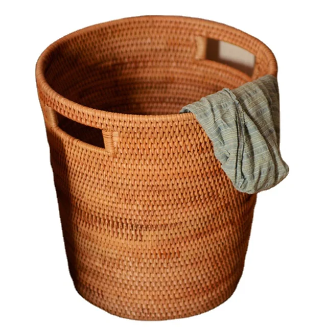 Extra large rattan and wicker laundry basket