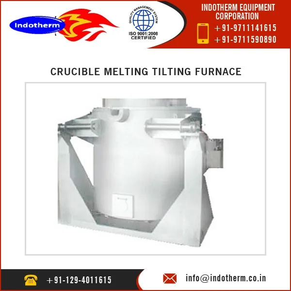 Crucible Furnace Used for Melting Aluminum Alloys 500 Kgs Capacity Hydraulic Tilting with High Efficiency Gas Burners