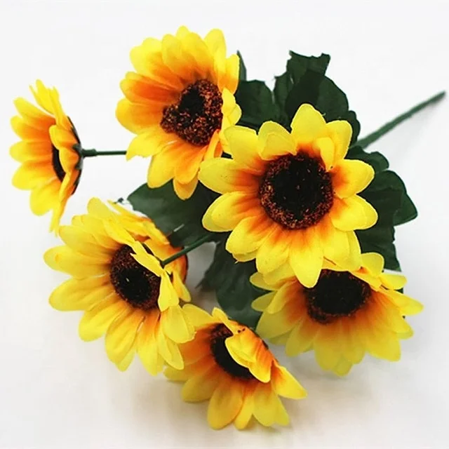 Sunflower Daisy Long Stem Fake Silk Flower Artificial r for Wedding Decoration Home Hotel Office Party Garden Decorative Flowers