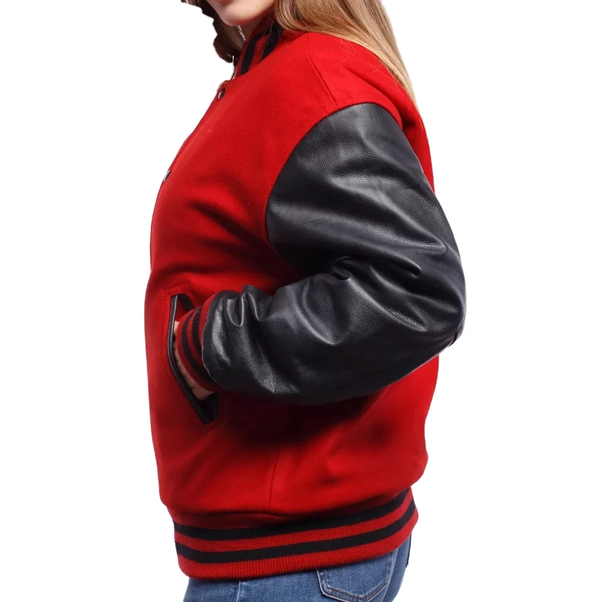 2022 Red And Black Basketball Letterman Patches Embroidered Varisty Jackets Men Women College School Jacket