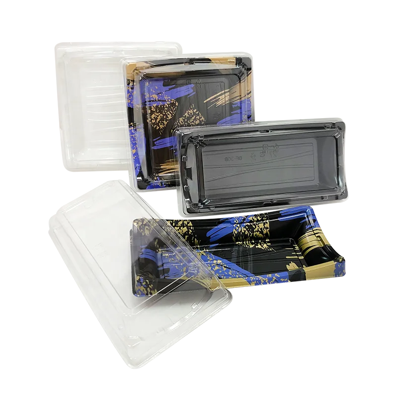 Taiwan Cherry Blossom Printing Pattern Japanese Sushi Tray Plastic Boxes For Food