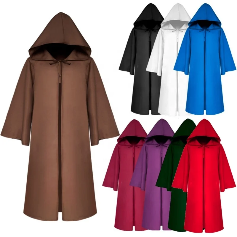 3-12 Kids Unisex Halloween Cosplay Medieval Hooded Cloak Knight Costume Full Length Cape Long Sleeve Death Cosplay Cloak