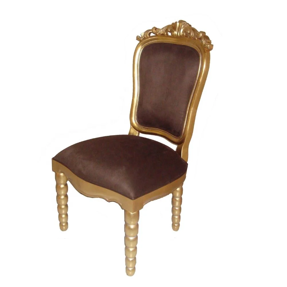 Antique Dining Set Golden Mahogany Painted Dining Table and Wooden Chair for Luxury Dining Room Furniture and Hotel Furniture