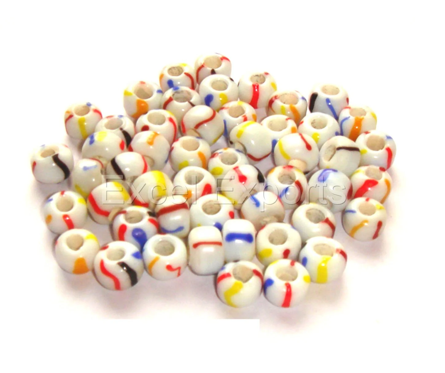 Pony Glass Beads - Striped pony beads wholesale for jewelry making decoration