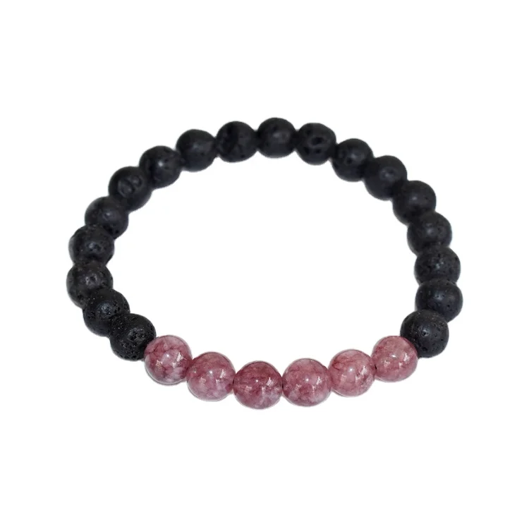 2023 Classic Style Pink Tourmaline Diffuser Essential Oil Stones Aromapathy Crystals Gemstone Beaded Lava Diffuser Bracelet