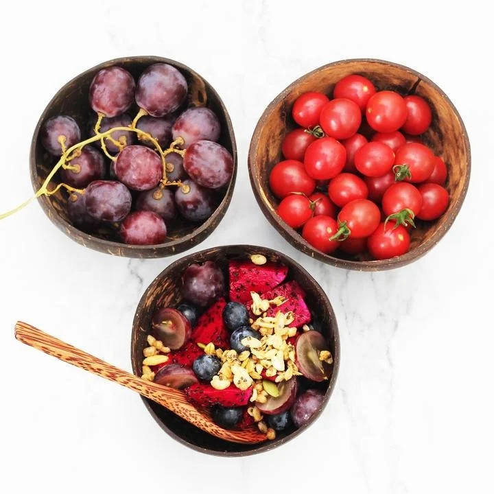 Хит продаж экологически чистые натуральные кокосовые чаши ручной работы для еды