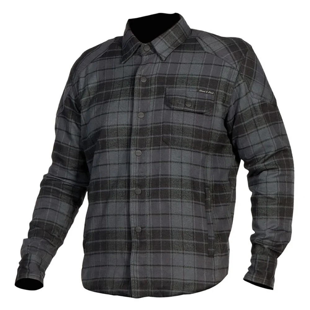 Motorcycle Flannel Shirt for Biker Men - CE Armor Protection with Multiple Pockets