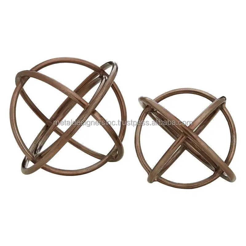 Set of 2 Bronze Ball Sculptures Home Office Desk Living Room Table Decor Decorative Gift Item available in different colors