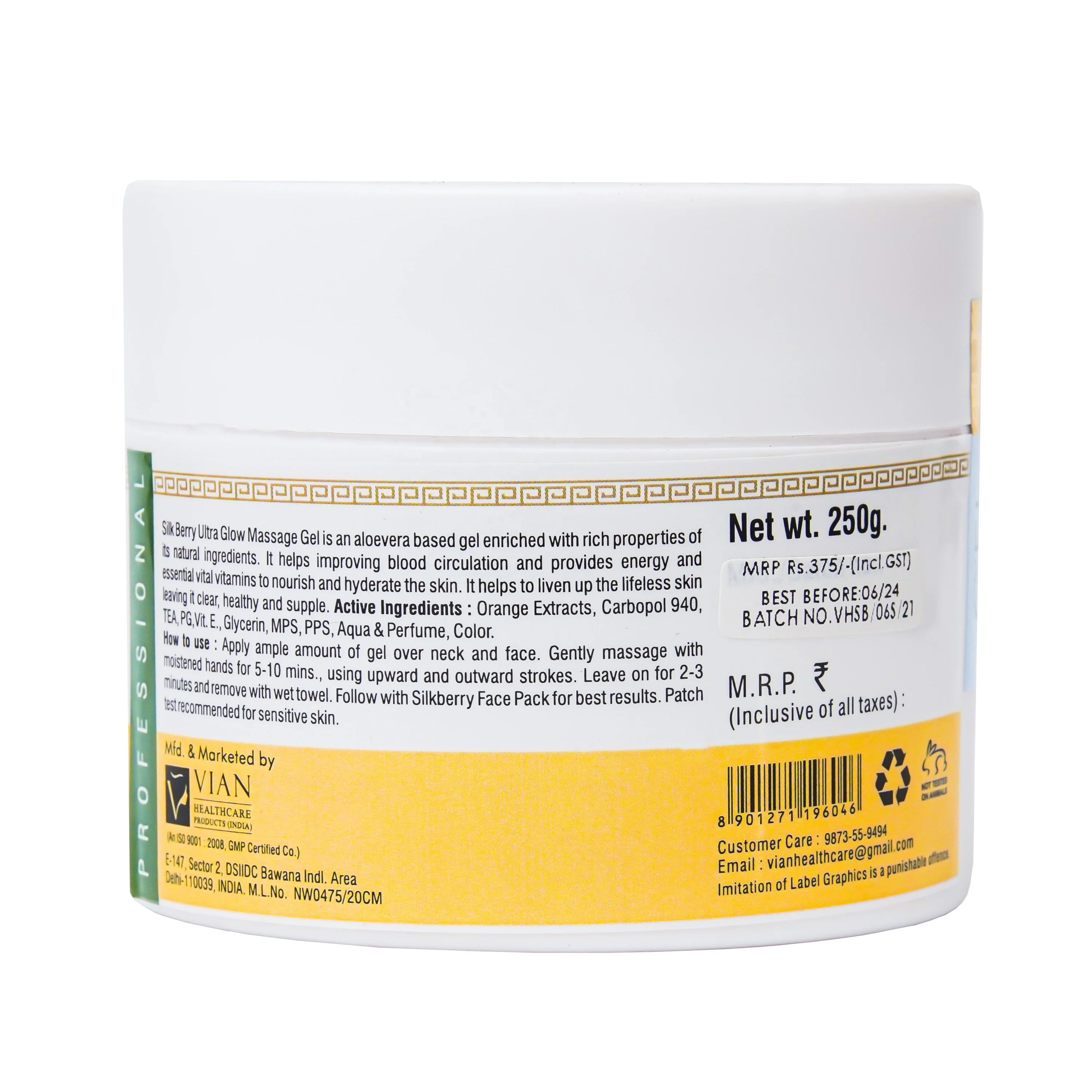 Silkberry Orange Ultra Glow Massage Gel for Women 250g 900g Face, Body and Shoulder Massage with Massage Gel for Women Relaxing