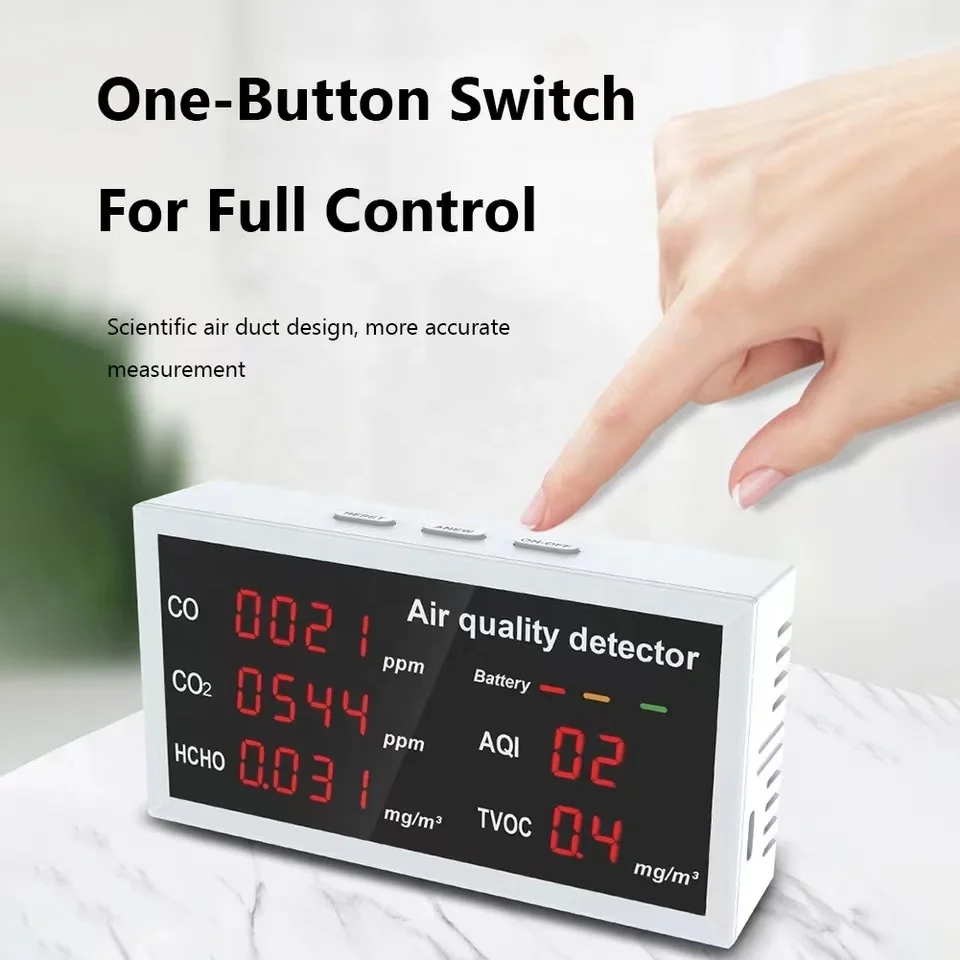 Mini Air Quality Detector 850mAh Rechargeable CO CO2 HCHO TVOC AQI Monitor Carbon Dioxide Detector CO2 Meter