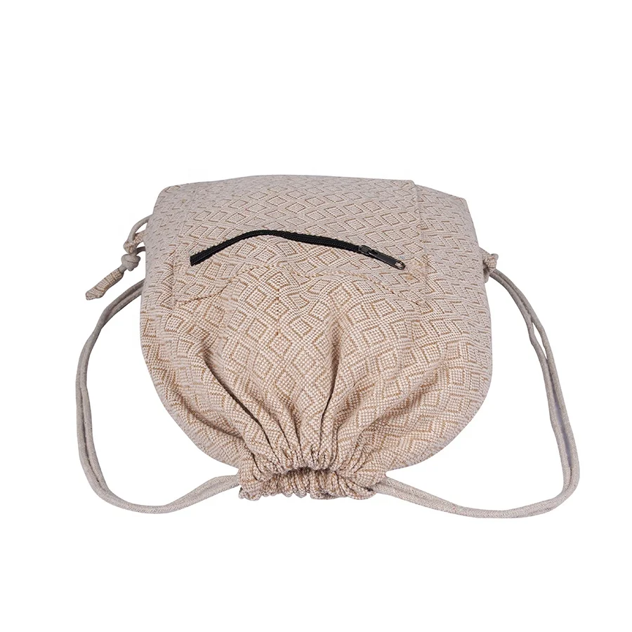 Drawstring Backpack Himalayan hemp Eco friendly natural fiber fabric sports jogging cycling unisex hessian drawstring backpack