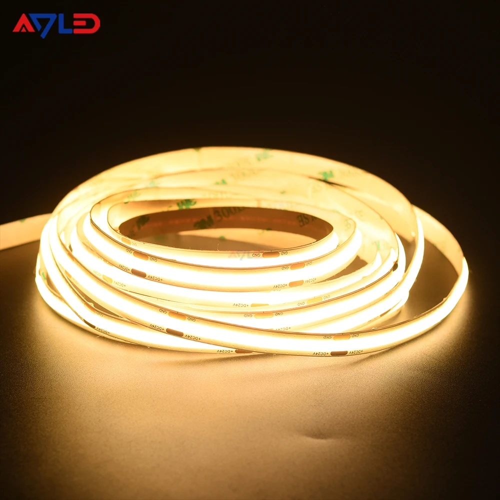 High Efficiency Cob DC24V Flexible LED strip Light 480leds/m 1300lm/m with 3-Year Warranty White IP20 Rated CE/ROHS Listed