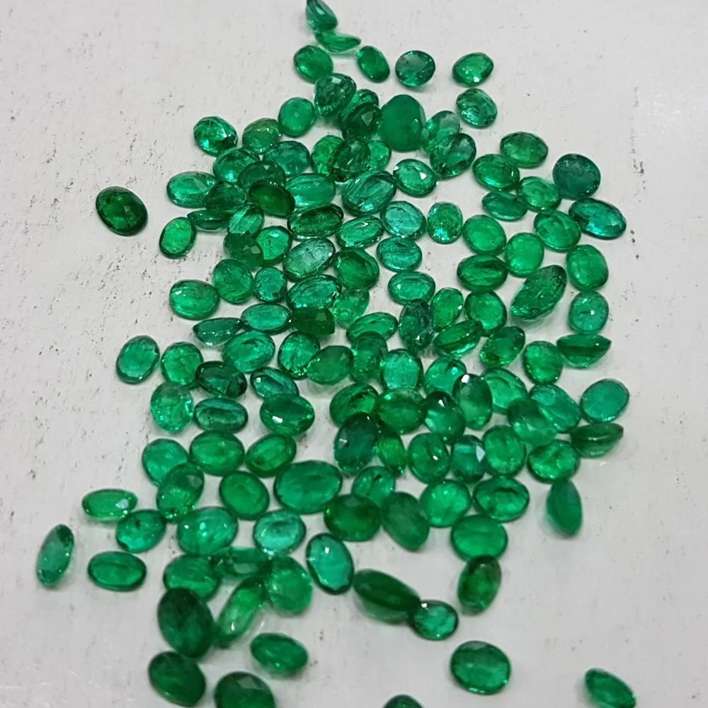 7*5mm Natural Loose Green Emeralds Zambian Origin Transparent Nontreated Ovals Best Price from India