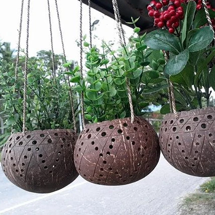 High quality Eco-friendly Coconut Shell Pot Flower Pot Vietnam Export Products