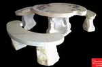 Wholesale custom hand carved granite marble round table and curved benches coffee table stone