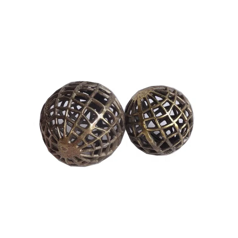 Simple Decorative Hollow Out Aluminium Balls Brown & Silver Color Handicraft Supplier From India