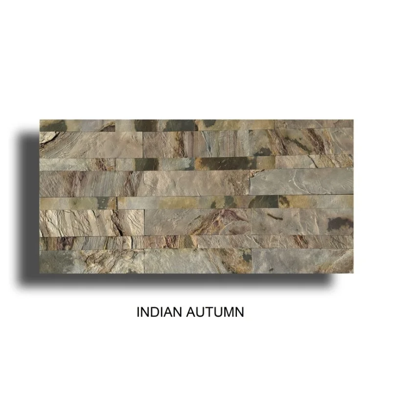 Veneer Stacked Exterior Indian Autumn Slate Stone Wall Panel Veneer Sheet For Wall Cladding Outdoor Decoration
