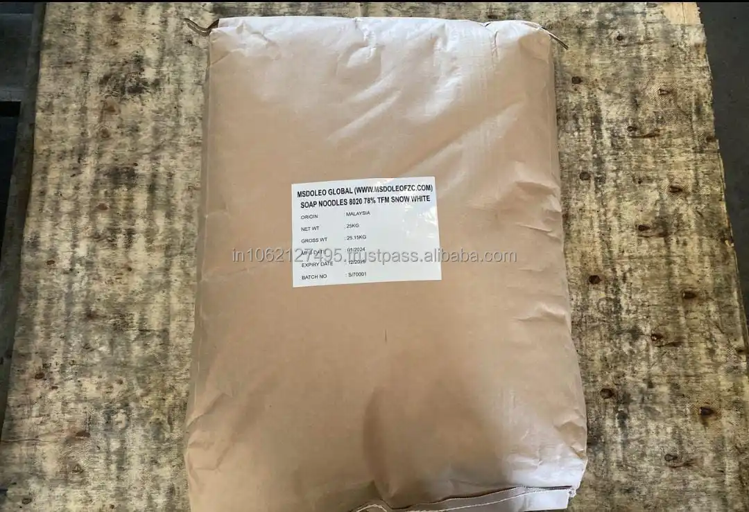 SOAP NOODLES 8020 78 TFM SNOW WHITE HIGH QUALITY MANUFACTURER MALAYSIAN ORIGIN SUPER WHITE COLOR TOILET SOAP NOODLES