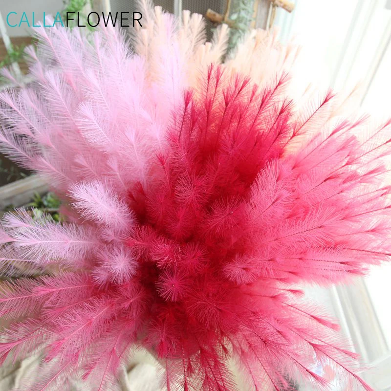 MW09914 New Design Artificial Feathered Grass Plant White Flower Hairy Straw For Christmas Picks