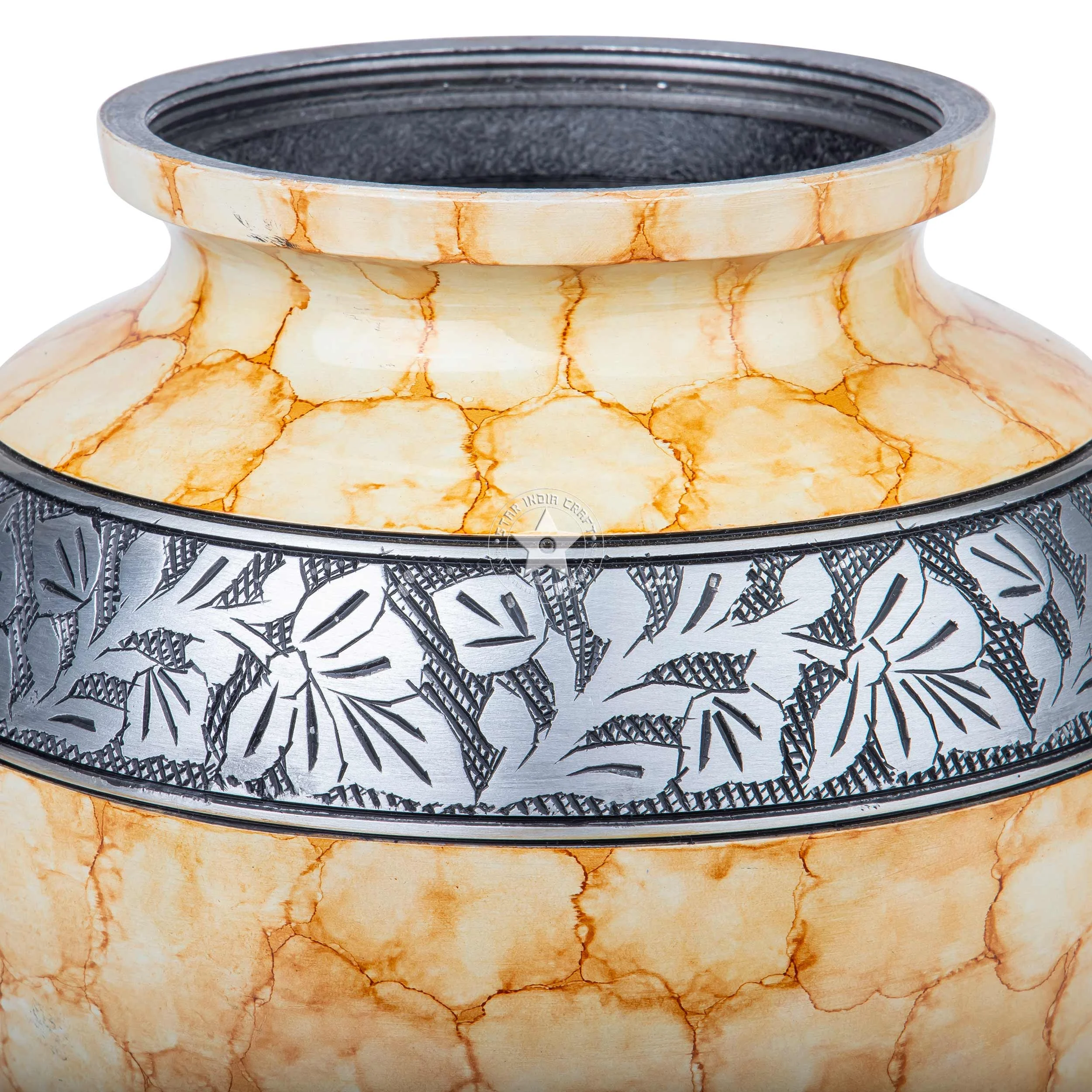 Peaceful Funeral Cremation Aluminium Urn for Ashes- Adult Large Funeral Urns Handcrafted - STAR INDIA CRAFT