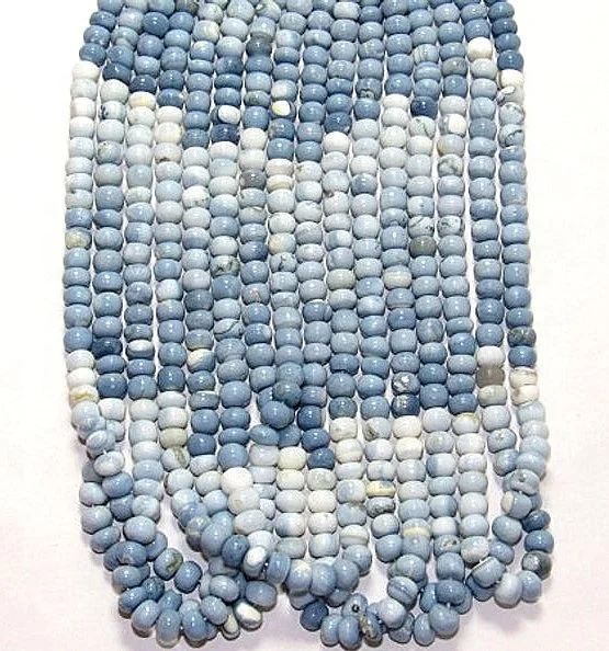 Natural blue opal plain roundel shape loose gemstone beads for making jewelry wholesale price per gram