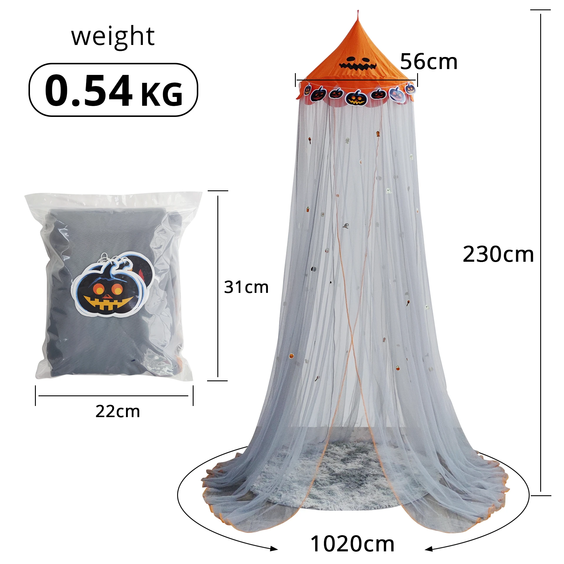 Halloween Kids Glow in The Dark Stars Hanging Bed Curtain Mosquito Net Canopy Netting For Full Double Bed
