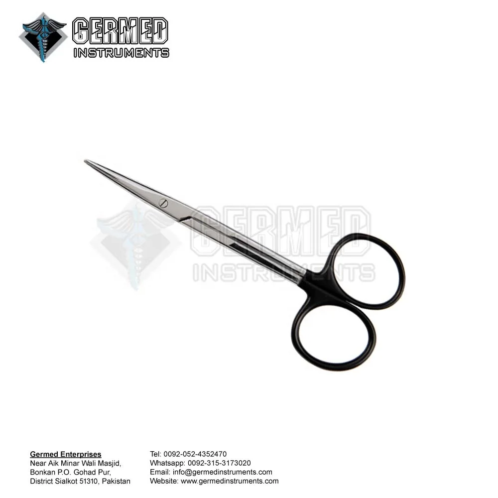 Made in Sialkot Pakistan Manufacturer Supplier Best Seller Strabismus Straight / Curved Scissors 11.5cm By GERMED ENTERPRISES