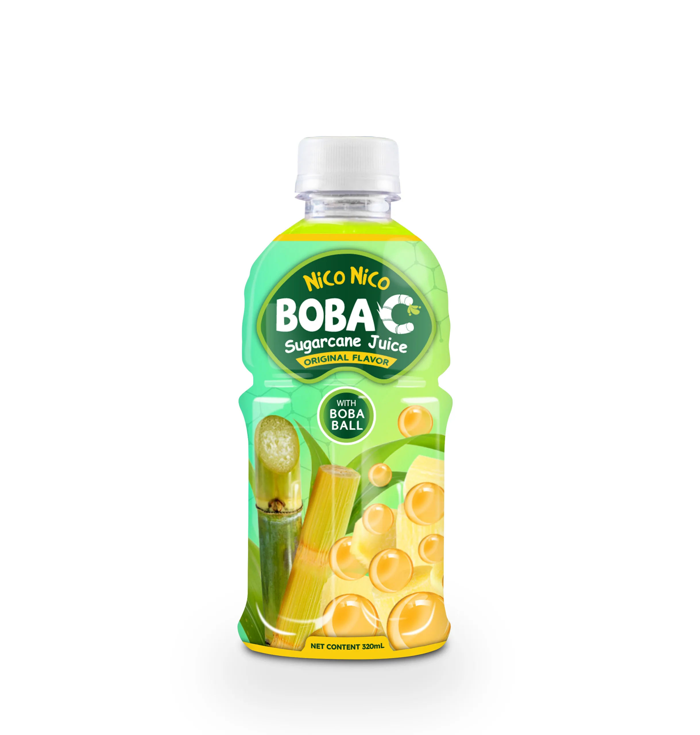 Boba C Sugar Cane Juice Drinks Tropical Flavors with Fruit Popping Boba 320ML PET Bottle Vietnam Exotic Drinks HALAL Beverage