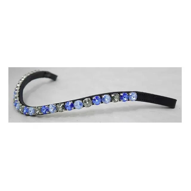 High Quality Luxury Equestrian Horse Brow Band with Clear Crystals Back Open Sticky Tape Loop