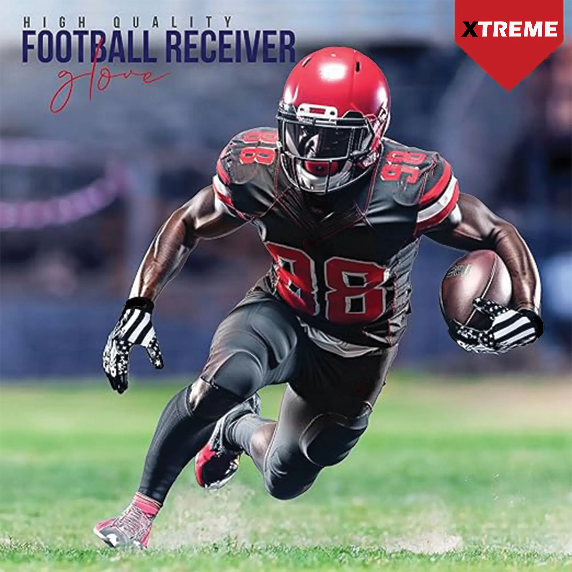 Wholesale Customized American Football Receiver Gloves Custom Logo And Design Fielding Gloves Cold Weather Rugby Gloves, OEM/ODM