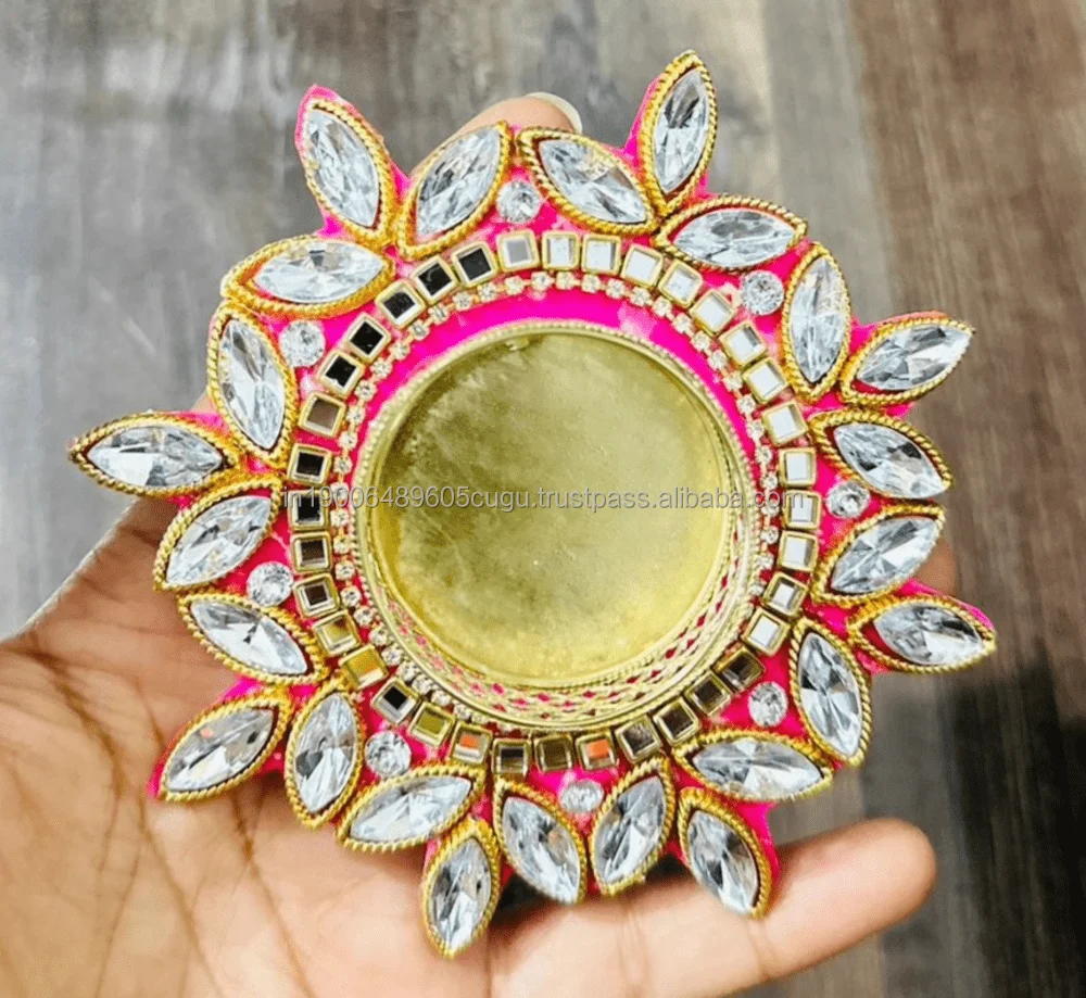 Indian Traditional Kundan Tea Light Holder Wedding Decor Candle Holder Diwali Diyas Housewarming, Corporate Indian Return Gift