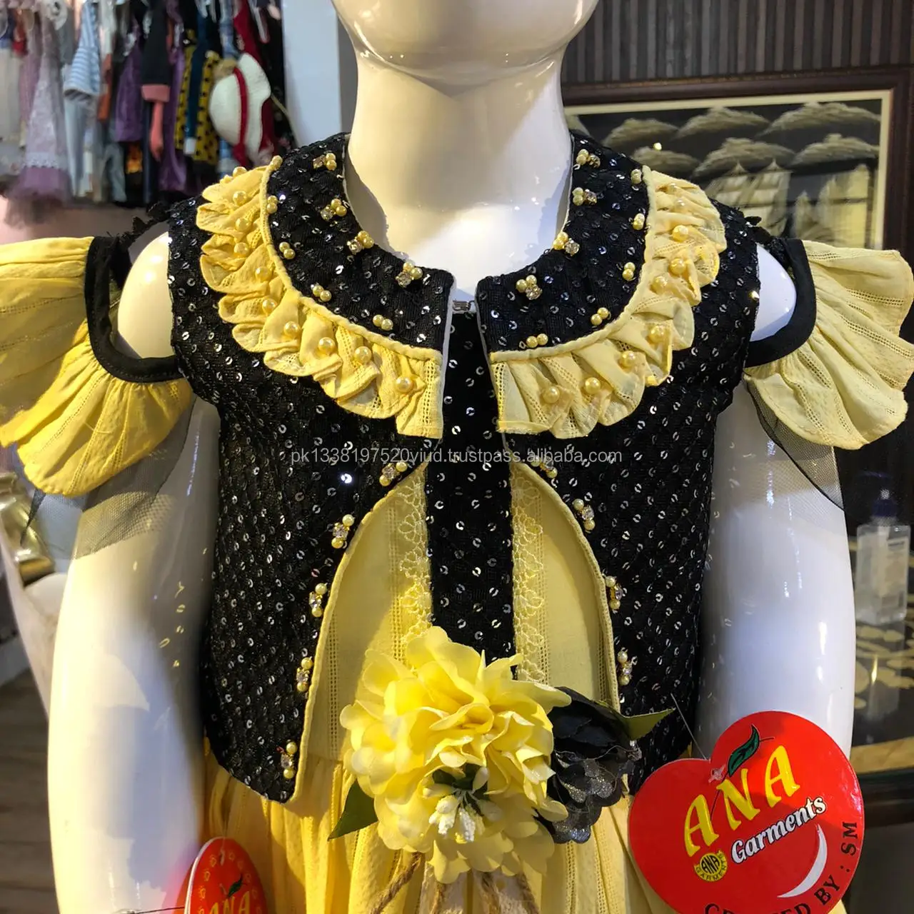 amazing design new style fancy design dress sequence design koti frock with fancy hairband