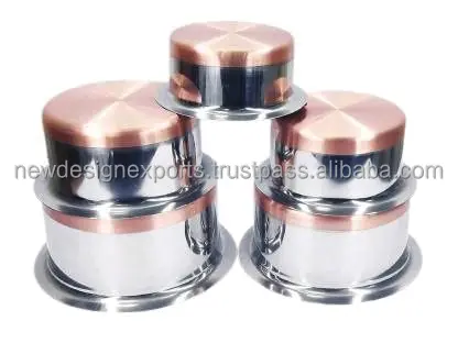 5 Pcs Copper Bottom Patila Set Stainless Steel Set Copper Bottom patila Tapeli bhagona New Milk Pot pan