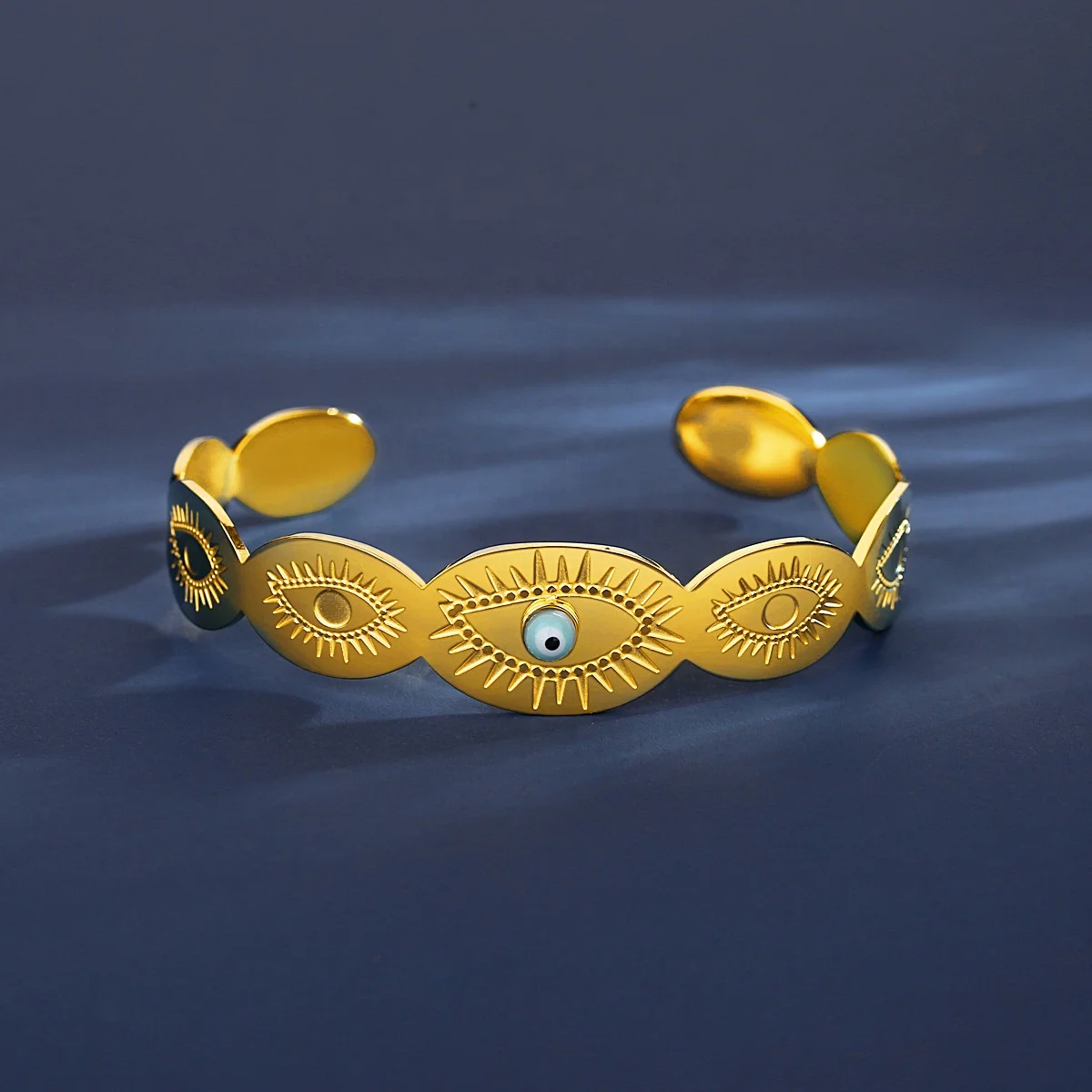 2024 New Trendy Jewelry Fashion Design Sense Stainless Steel 14k Gold Eye Necklace Bracelet Ring Jewelry Set