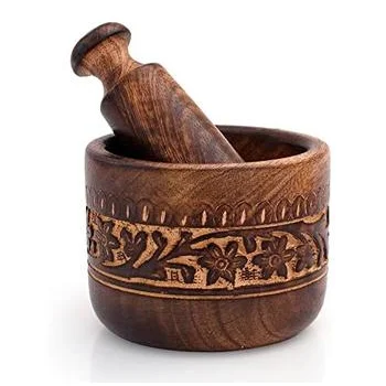 Classic wooden mortar and pestle designed for effortless grinding of herbs and spices, a must-have for any kitchen enthusiast.