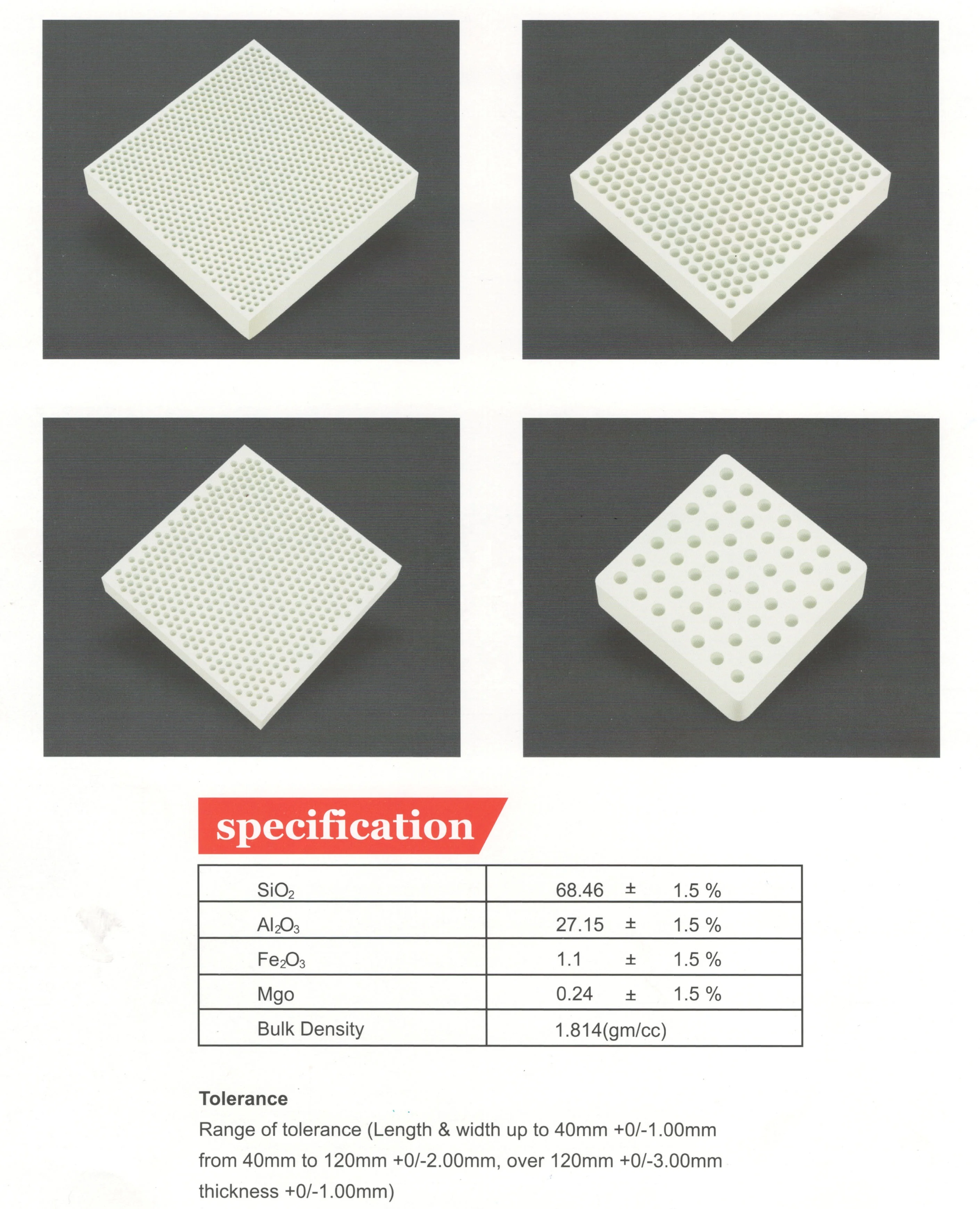 Cordierite and Mullite, High Aluminum Square And Round porous Refractory Honeycomb Ceramic Filter For Metal Filtration