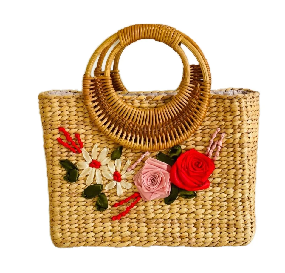 Wholesale High Quality Viet Nam Women Straw Bags Handmade Tote Straw Beach Bag Low Price Fit for Shopping Travel