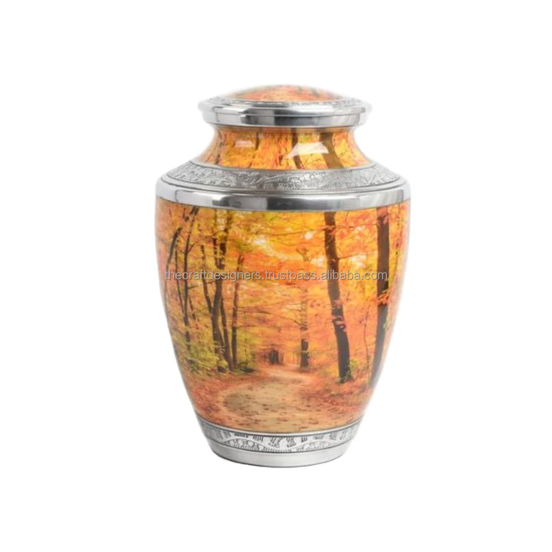 Silver Finished Antique Large Cremation Urn For Adults Funeral Supplies Wholesale Memorial Ashes Keepsake Metal Urns Exports