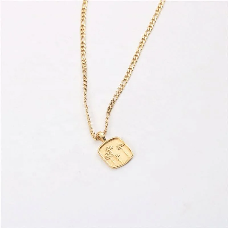 Jewelry Flower Pattern Pendant Necklace Stainless Steel 2021 Jewelry