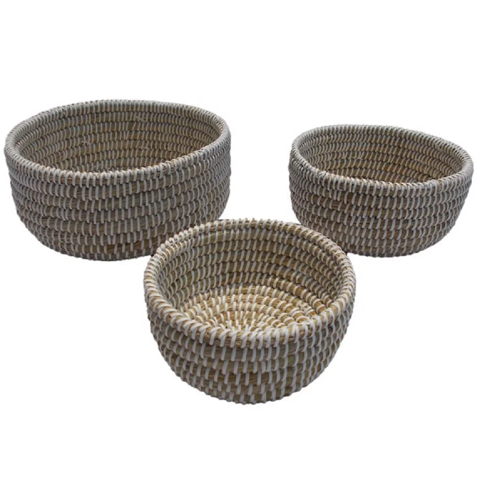 Stranded quality customized products of Kans Grass eco-friendly handmade Cheap Price Round Fruit basket.